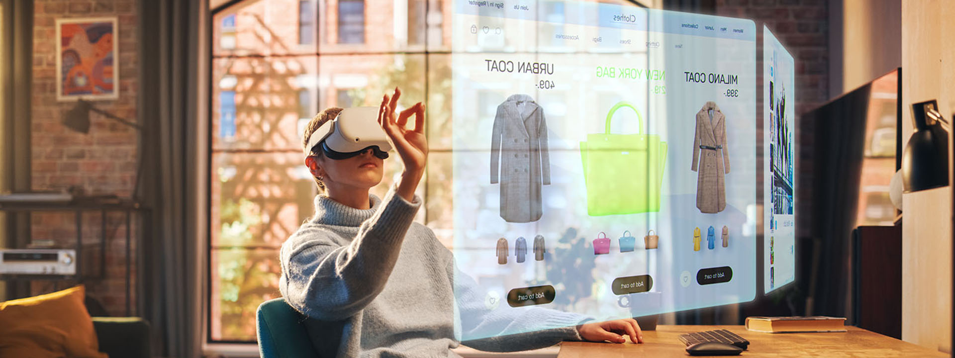 Mujer utilizando el metaverso